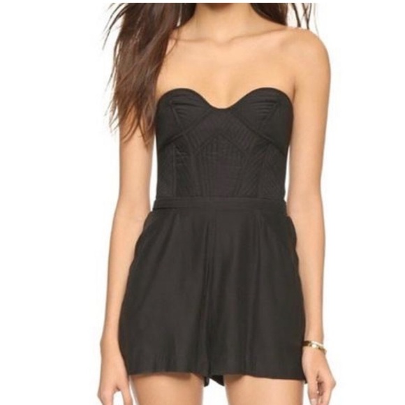 Parker Black Bustier Strapless Romper - Picture 1 of 11